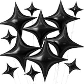 Black Star Foil Balloons: Birthday Anniversary Party Decor - 12pcs