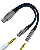 USB C to Dual 3.5mm Headphone Microphone Splitter (2in1) AUX Audio Cable TRS Jack Adapter for iPhone 16 15 for iPad Type C Earphone Cord Connector