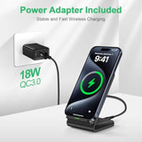 S25 Plus Fast Charger Wireless Samsung Charging Pad Charger Station Phone Stand Desk Charger Pad For Samsung Galaxy S25 Ultra S24 Plus S24Fe S23Fe S22 S21, Pixel 9 Pro, Iphone 16 Plus, 18W Qc Adapter