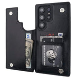 Onetop Compatible With Samsung Galaxy S23 Ultra Wallet Case With Card Holder, Pu Leather Kickstand Card Slots Case, Double Magnetic Clasp And Durable Shockproof Cover 5G 6.8 Inch(Black)