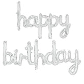 Silver Happy Birthday Foil Banner – 16" Mylar Letter Balloons for Party Decor