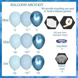 161Pcs Boy'S Birthday Blue Macaron Balloons Garland Kit Dark And Baby Blue Chrome White Balloons Arch Kit For Baby Shower Wedding Party Decoration