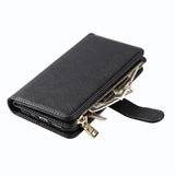For 11 Phone Case Wallet For Women,For 11 Case With Card Holder, Crossbody Case With Credit Card Holders And Slots Zipper Lanyard Strap Leather Cases For Men,6.1 Inch Black
