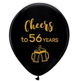 Black Cheers To 56 Years Latex Balloons, 12Inch (16Pcs) 56Th Birthday