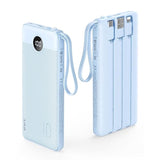 10000Mah Power Bank Built-In Cables, Portable Charger With Led Display, Slim Travel Battery Pack With Cords, 5 Output Dual Input Phone Charger For Cell Phone Smart Devcies-Blue(1 Pack)