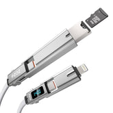 5-In-1 Otg Cable With Usb C Fast Charging Led Display And Micro Sd Card Reader, Multi Usbc Charger Combo Lightning/Type C/Usb A Tf Card Otg For Iphone Ipad Macbook Airpods Pro Samsung-140W 5 Ft