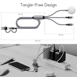 3-In-1 Usb C Travel Charging Cable For Apple Watch, Iphone, Lightning Devices, Multi Device Charger Cord For Office, Camping