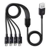 Micro Usb Splitter Cable, 4-In-1 Multi Micro Usb Charging Cord, Usbmicro Wire Lead Type A Male To 4 Microusb Male Adapter Cable For Data Sync/Charge (1.64Ft, Black)