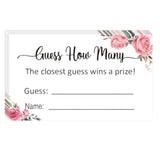 Guess How Many Game Cards, Baby Shower Bridal Shower Game Cards (Pink Rose 3.5" X 2") 50 Pieces