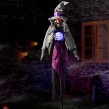 Halloween Animatronics Decorations Hanging Talking Witch, 67'' Animated Witches with Sound & Motion Activated, Creepy Sound, Glowing Crystal Ball & Lighted Eyes for Indoor Outdoor Haunted House Props
