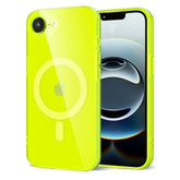 For Iphone 16E Case Clear Compatible With Magsafe Silicone, Bright Transparent Thin Magnetic Mag Safe Case Cute, Girly Trendy Slim Hard Camera Cover Protection, Fluorescent Neon Green Lime