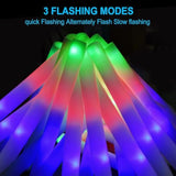 100 + 11 Pack Foam Glow Sticks Bulk Party Pack,Party Favors Supplies,3 Flashing Modes Glow In The Dark Party Supplies,Light Up Foam Sticks For Wendding Raves Camping Outdoor