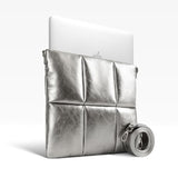 Puffy Laptop Sleeve 13 Inch 14 Inch,Puffer Laptop Carrying Case With Crossbody Strap, Pillow Case Compatible With Macbook Air M4 2025 M3 M2 M1, Macbook Pro M4 Pro/Max, Pu Leather Cover