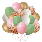 80Pcs Jungle Safari Balloons Animal Print Pink Sage Green Wild One Baby Shower Party