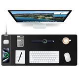 Mouse Pad With Wireless Charging, Gaming Mouse Pad With Ultra-Smooth Surface, Large Xxl Desk Mat, Non-Slip Mouse Mat, Waterproof Computer Keyboard Pad For Gaming, Desk, Office, Pc, 800X300X4Mm, Black