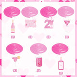 20pcs 21st Birthday Hanging Swirls β Pink Champagne Bottle Decorations for Her