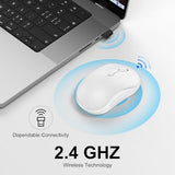 Wireless Mouse For Laptop, 2.4Ghz Computer Mouse For Work, 12-Month Battery Life, 3 Adjustable Dpi 800/ 1200/ 1600, Office Cordless Usb Mice With Usb A Receiver For Pc, Laptop, Desktop, Mac -White