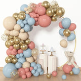 153pcs Pink & Blue Balloon Garland Kit with Confetti  Gold Balloons for Gender Reveal Decor