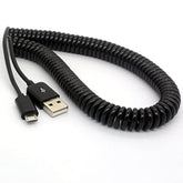 Coiled Usb To Micro Usb Cable Spring Spiral Usb 2.0 Male To Micro B Male Conne