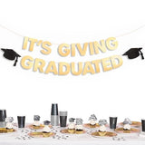It's Giving Graduated Banner Gold Foil 6ft | Grad Party Decor