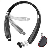 Foldable Bluetooth Headset, Lightweight Retractable Bluetooth Headphones For Sports&Exercise, Noise Cancelling Stereo Neckband Wireless Headset (With Carry Case)