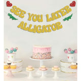 See You Later Alligator Banner Funny Gold Glitter Retirement Farewell Decor