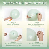 147Pcs Sage Balloon Garland Arch Kit, Green Olive Pastel Metallic Confetti Gold For Birthdays, Safaris, Weddings, Baby Showers