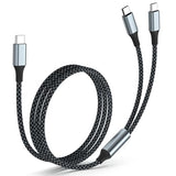 2 in 1 USB C to Dual USB C Charging & Data Cable 5FT 100W Max, 2 in 1 USB C Fast Charging Data Cable for iPhone 17/17Pro Max/16/15 Series, MacBook