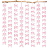 Pink Bow Garland, 8Pcs Satin Ribbon Bow Hanging Banners, Pink Bow Decor For Coquette Birthday Girls Bow Theme Birthday Party Baby Shower Bridal Shower Bachelorette Party Supplies