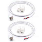 2Pcs 20Awg White Usb Pigtail Male 2 Wire 5V 5A 1M/3.3Ft Usb 2.0 Male Plug 2 Pin Bare Wire Open End Wire Cable With 2-Position Spring Wire Connector For Replacement Repair Diy Pigtail Cable