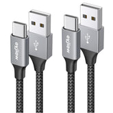 2-Pack 3.3ft USB-A to USB-C Nylon Braided Fast Charging Cable 3A