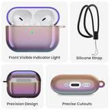 For Airpods Pro 2 Case 2023/2022–Stylish Gradient Clear Tpu, Led Visible, Shockproof Protective Case Cover For Airpods Pro 2Nd Generation With Lanyard-Iridescent Purple