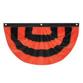 Halloween Bunting Flag 2x4ft Orange Black Stripes with Grommets Pleated Fan Banner Decor