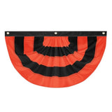Halloween Bunting Flag 2x4ft Orange Black Stripes with Grommets Pleated Fan Banner Decor