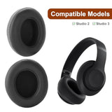 Studio 3 Ear Pads Cushions Replacement Earpads Compatible With Beats Studio 2 & Studio 3 Wired & Wireless Headphones, Ear Cushions Memory Foam Earpads Pu+Fabric