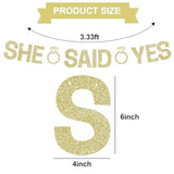 Glitter Champagne Gold She Said Yes Banner Pre-Strung Engagement Decorations Bridal Wedding Party Sign Garland Bachelorette Party Decor,No Diy