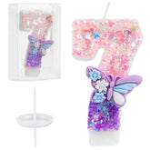 Birthday Number Candles Pink And Purple Butterfly Birthday Candles For Cake Glitter Number 7 Candle Cake Topper With Sequins For Girls And Women Anniversary Celebrations Supplies