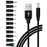 Usb To Dc 5V Power Cable, Dc 5.5X2.1Mm Plugs Charging Cord With 11 Interchange