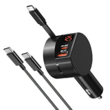 Usb C Car Charger For Iphone 17 16 Pro Max, Retractable Car Charger 78W Fast Charging Cigarette Lighter Adapter Voltmeter Multi-Ports For Iphone 15 Ipad Galaxy S25, With 6Ft Usb C To C Cable