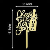 Cheers to the New Year 2026 Gold Acrylic Cake Topper