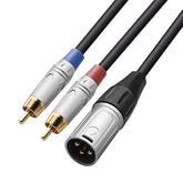 2 Rca To Xlr Male Y Splitter Cable, Unbalanced Dual Rca Male To 1 Xlr Splitter Duplicator Lead Y-Cable Adapter - 3.3 Feet