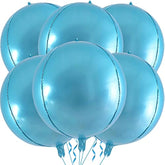 6Pack 22" Pearl Blue 4D Foil Balloons Round Metallic Mirror Balloons for Party