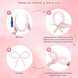 Pink Bow Balloon Arch Garland Kit Happy Birthday Banner, 24'' Double Stuffed Clear Balloon With Ribbon Bows Light Pink White Balloons For Women Girls Coquette Birthday Party Decorations