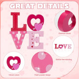 4 Pcs Valentines Day Wooden Love Table Sign Decorations,Red Pink Love Letter Valentines Day Decorations For Tiered Tray Home Decor, Valentine Gifts For Married Anniversary Wedding Party Supplies