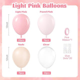 Light Pink Balloon Set 60pcs – Pastel, Nude & Clear 12" Party Décor
