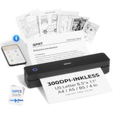Portable Printer Wireless For Travel - Bluetooth Mobile Printer Support For 8.5"X11" Us Letter, Inkless Compatible With Ios, Android, Laptop For Office, Car And Home (300Dpi, Black)