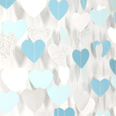 52ft Light Blue & Silver Heart Garland — Baby Boy Shower & Party Decor