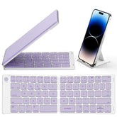 Bluetooth Foldable Keyboard, Wireless Portable Folding Keyboard, Full-Size Ultra-Slim Rechargeable Connect Up To 3 Devices For Ios Android Windows Phone Tablet And Laptop, Purple