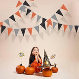 Halloween Pennant Banner Black Orange White Glitter Triangle Flag Garland for Party Decor