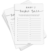 Name Race Baby Shower Game, Boy Or Girl, Alphabet Baby Name Race, 50 Pack, Minimalist